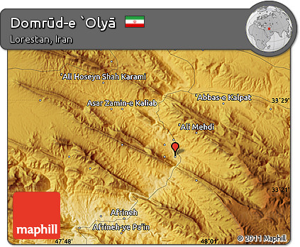 Physical Map of Domrūd-e `Olyā