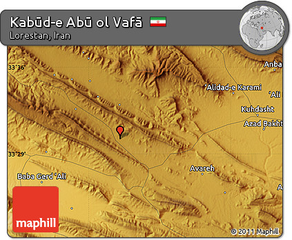 Physical Map of Kabūd-e Abū Ol Vafā