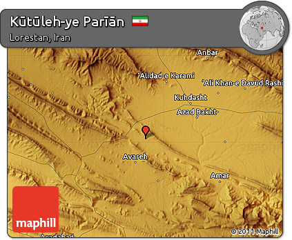 Physical Map of Kūtūleh-ye Parīān