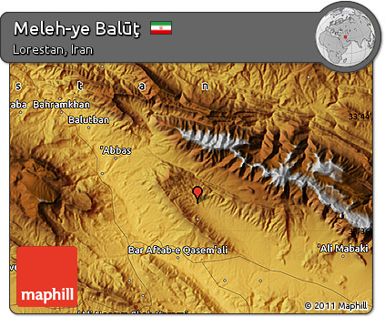 Physical Map of Meleh-ye Balūţ