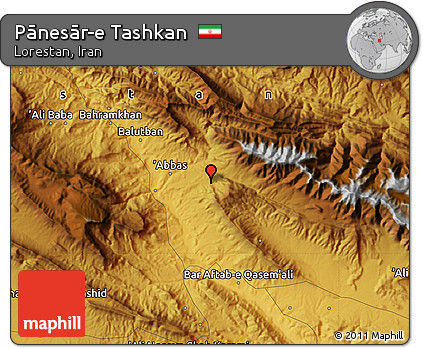 Physical Map of Pānesār-e Tashkan