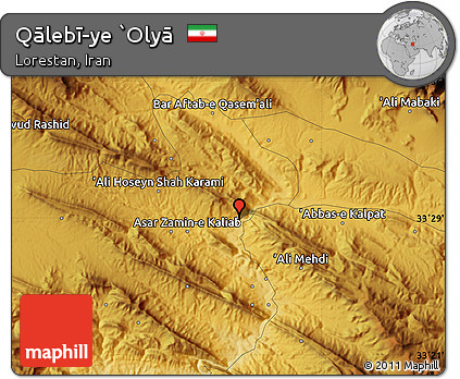 Physical Map of Qālebī-ye `Olyā