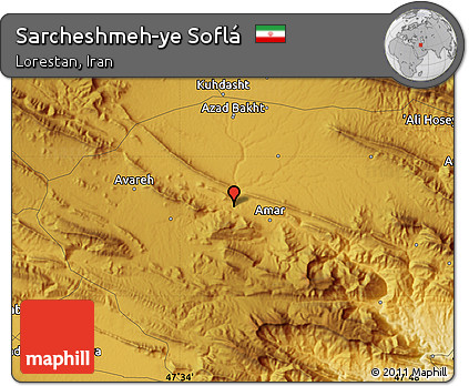 Physical Map of Sarcheshmeh-ye Soflá
