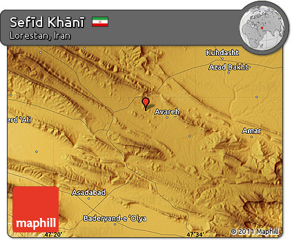 Physical Map of Sefīd Khānī