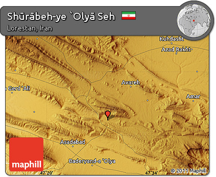 Physical Map of Shūrābeh-ye `Olyā Seh