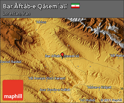 Physical Map of Bar Āftāb-e Qāsem`alī