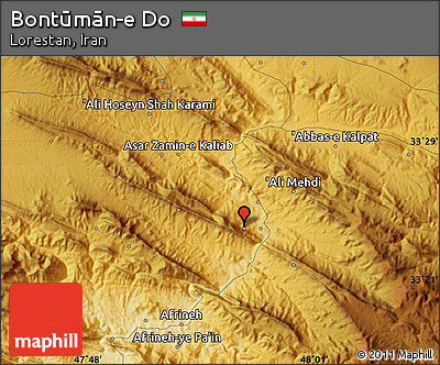 Physical Map of Bontūmān-e Do