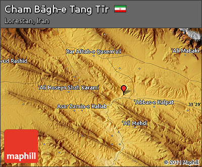 Physical Map of Cham Bāgh-e Tang Tīr