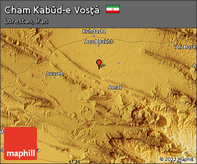 Physical Map of Cham Kabūd-e Vosţá