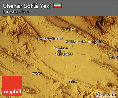 Physical Map of Chenār Soflá Yek