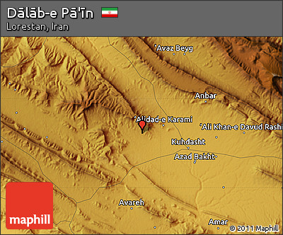 Physical Map of Dālāb-e Pā'īn