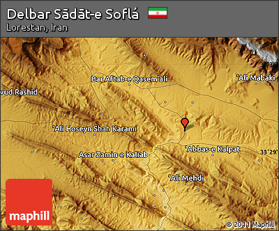 Physical Map of Delbar Sādāt-e Soflá
