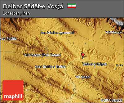 Physical Map of Delbar Sādāt-e Vosţá