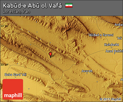 Physical Map of Kabūd-e Abū Ol Vafā