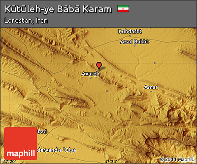Physical Map of Kūtūleh-ye Bābā Karam
