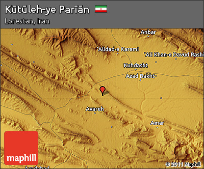 Physical Map of Kūtūleh-ye Parīān