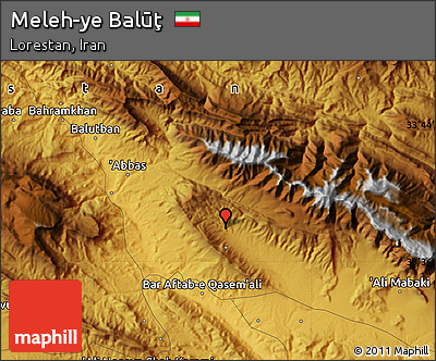 Physical Map of Meleh-ye Balūţ