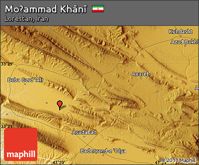 Physical Map of Moḩammad Khānī