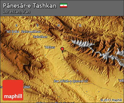 Physical Map of Pānesār-e Tashkan