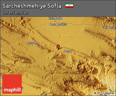 Physical Map of Sarcheshmeh-ye Soflá