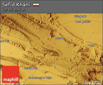 Physical Map of Sefīd Khānī