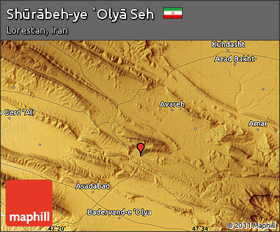 Physical Map of Shūrābeh-ye `Olyā Seh