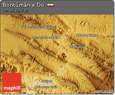 Physical Map of Bontūmān-e Do