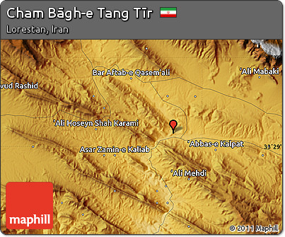 Physical Map of Cham Bāgh-e Tang Tīr