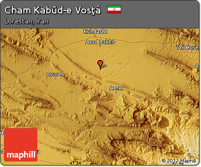 Physical Map of Cham Kabūd-e Vosţá