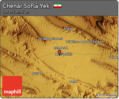 Physical Map of Chenār Soflá Yek