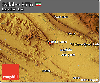 Physical Map of Dālāb-e Pā'īn