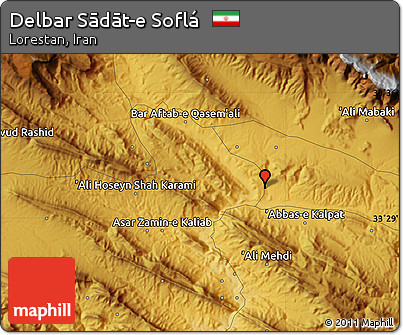 Physical Map of Delbar Sādāt-e Soflá