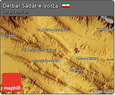 Physical Map of Delbar Sādāt-e Vosţá