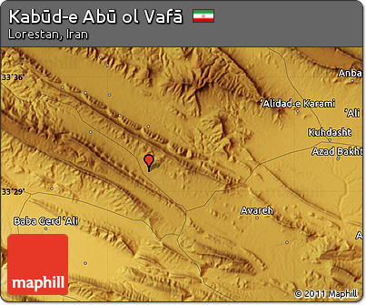 Physical Map of Kabūd-e Abū Ol Vafā