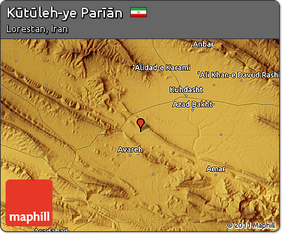 Physical Map of Kūtūleh-ye Parīān