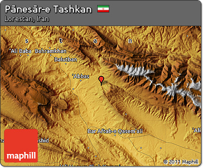 Physical Map of Pānesār-e Tashkan