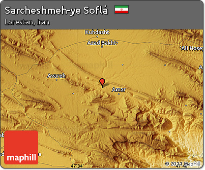 Physical Map of Sarcheshmeh-ye Soflá