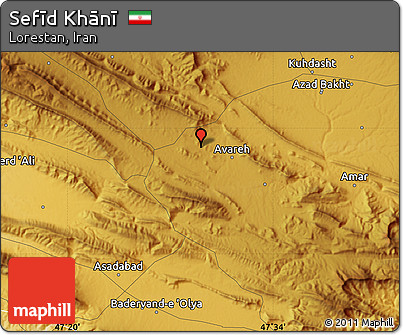Physical Map of Sefīd Khānī