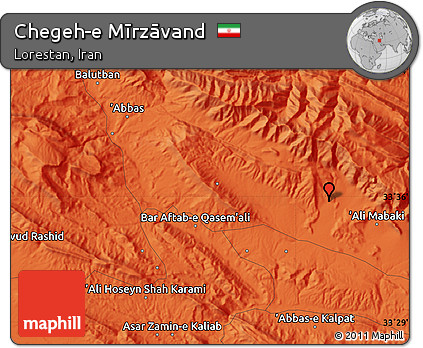 Political Map of Chegeh-e Mīrzāvand