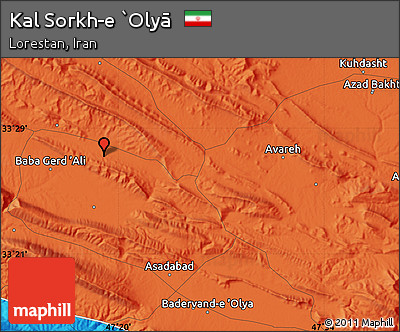 Political Map of Kal Sorkh-e `Olyā