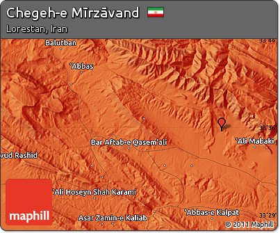 Political Map of Chegeh-e Mīrzāvand