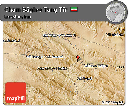 Satellite Map of Cham Bāgh-e Tang Tīr