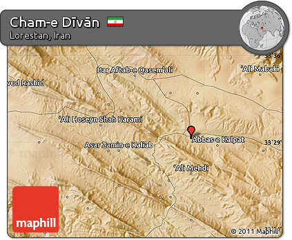 Satellite Map of Cham-e Dīvān