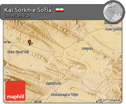 Satellite Map of Kal Sorkh-e Soflá