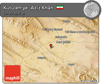 Satellite Map of Kūtūleh-ye `Azīz Khān