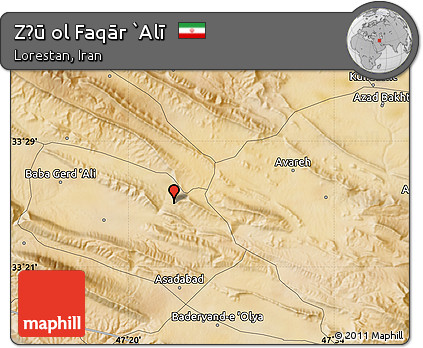 Satellite Map of Z̄ū Ol Faqār `Alī