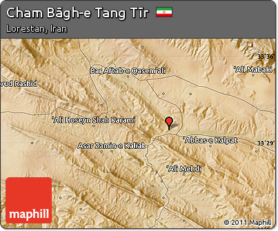 Satellite Map of Cham Bāgh-e Tang Tīr
