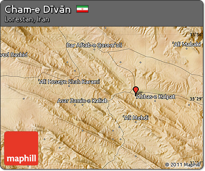 Satellite Map of Cham-e Dīvān