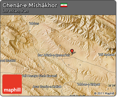 Satellite Map of Chenār-e Mīshākhor