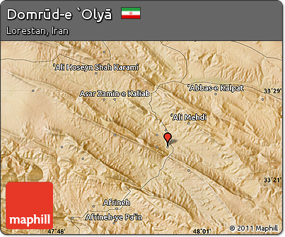 Satellite Map of Domrūd-e `Olyā
